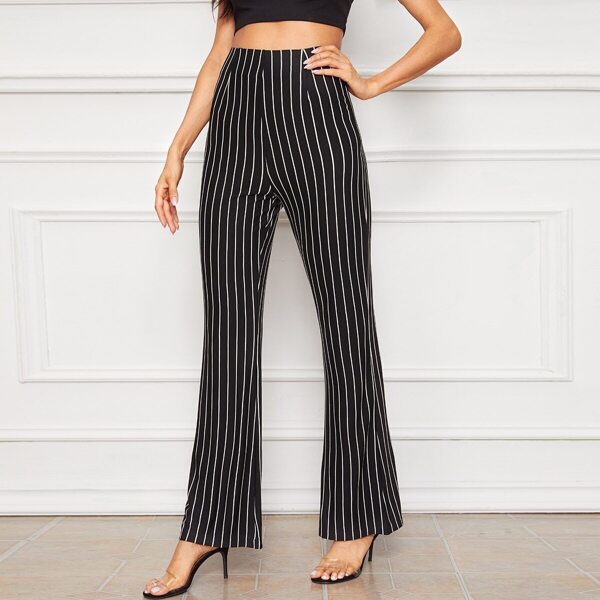 

Striped Print High Waist Flare Leg Pants