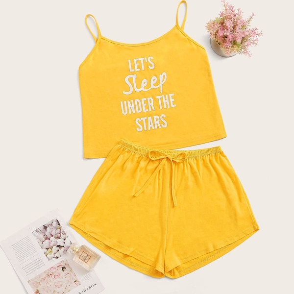 

Letter Print Cami PJ Set