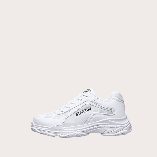 

Men Lace-up Front Chunky Sole Trainers, White