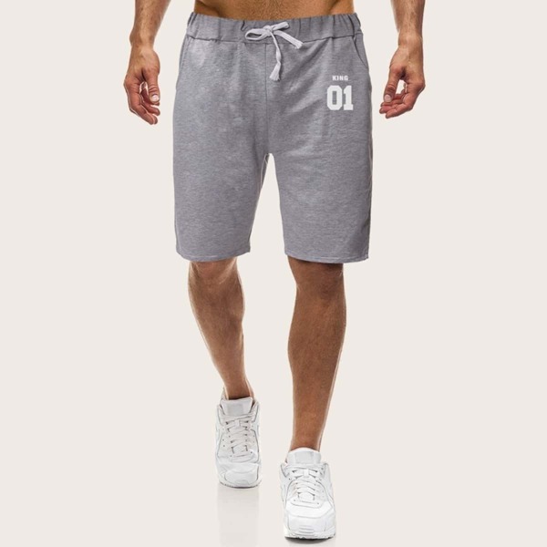 

Men Letter Print Drawstring Waist Track Shorts