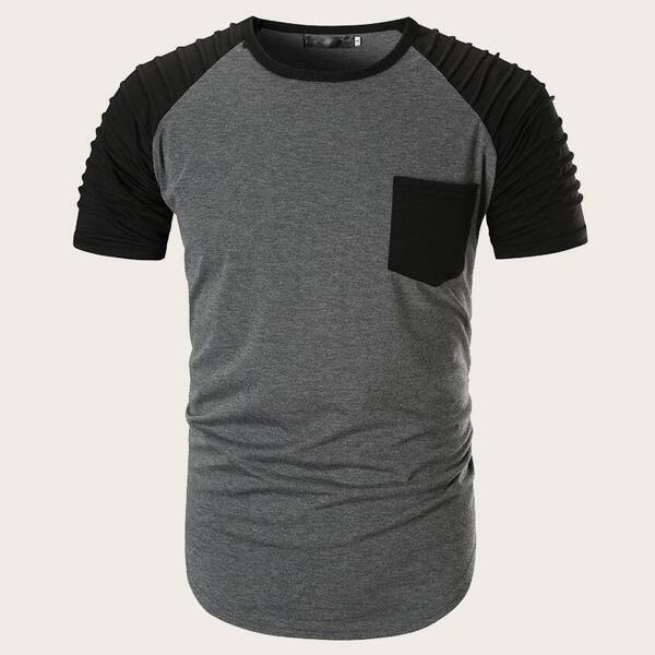 

Men Contrast Raglan Sleeve Pocket Baseball Tee