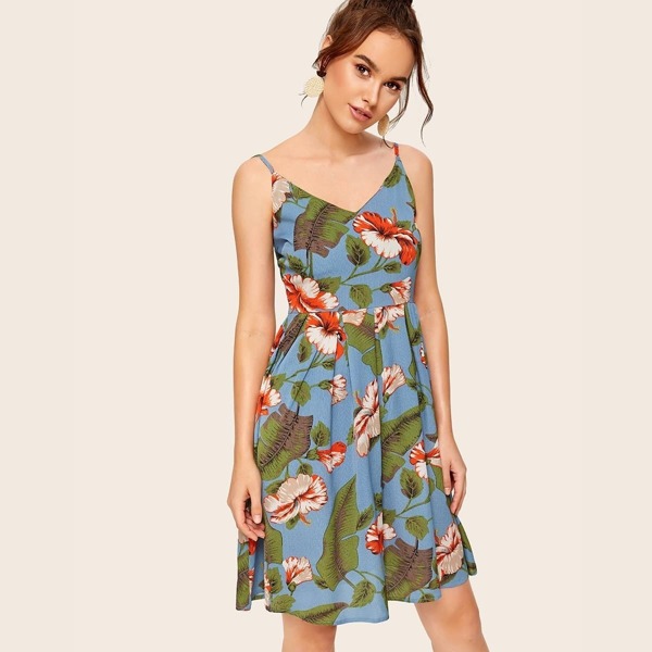 

Large Floral Print Swing Slip Dress