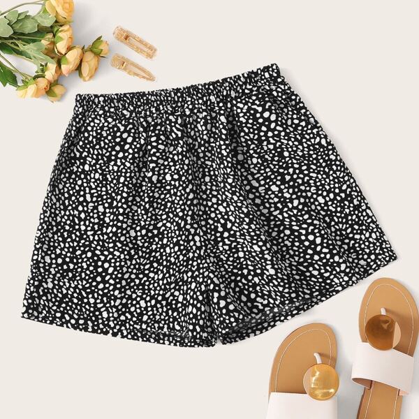 

Dalmatian Print Elastic Waist Shorts