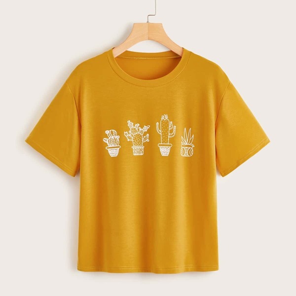 

Cactus Print Tee, Yellow