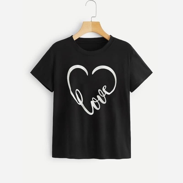 

Plus Letter & Heart Print Tee