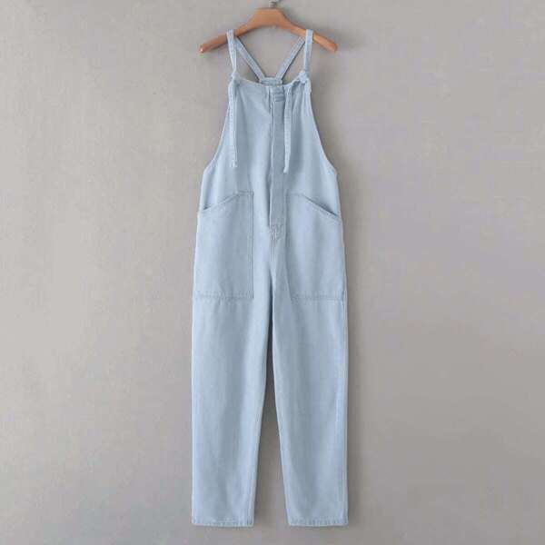 

Double Pocket Knot Denim Jumpsuit