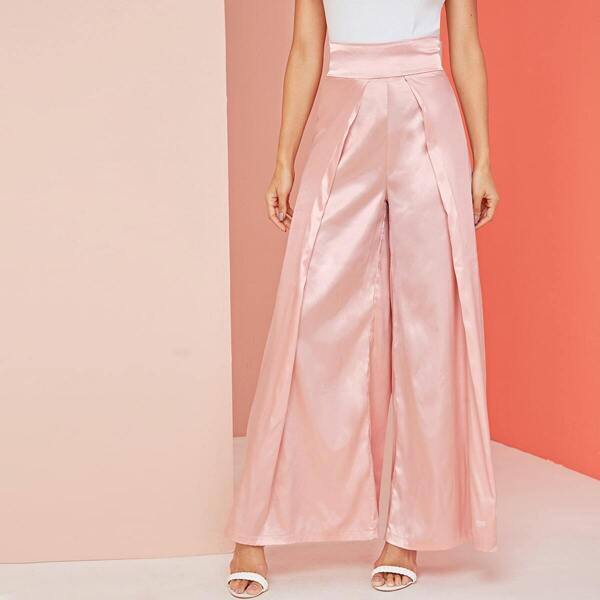 

High Waist Satin Culotte Pants