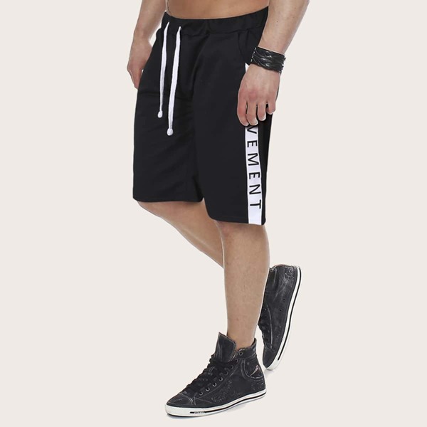 

Men Letter Print Drawstring Waist Shorts