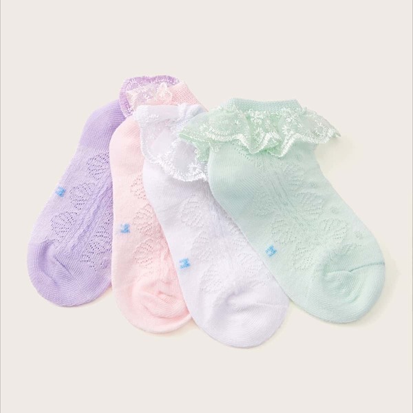 

Toddler Girls Lace Trim Ankle Socks 4pairs