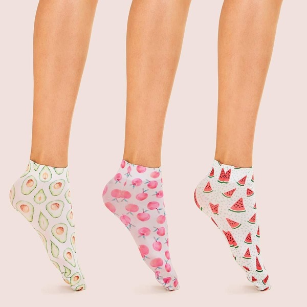 

Watermelon & Peach Pattern Socks 3pairs