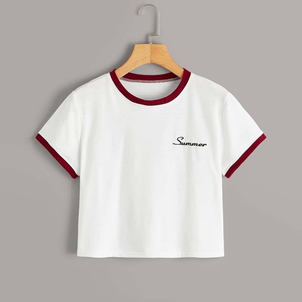 

Letter Embroidery Ringer Tee