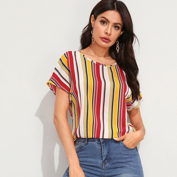 

Batwing Sleeve Striped Top
