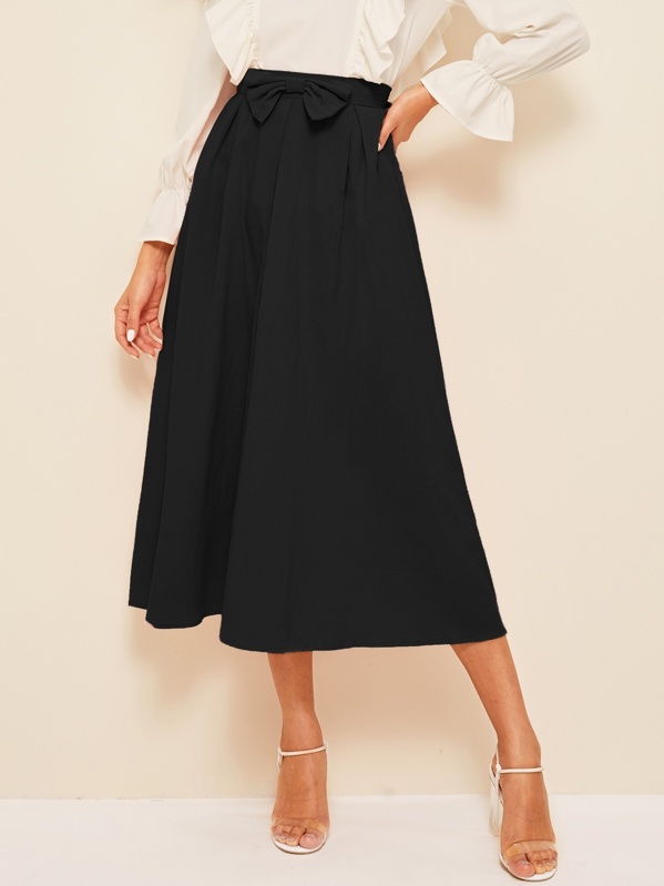 

Bow Front Fit & Flare Skirt, Black, Mary P.