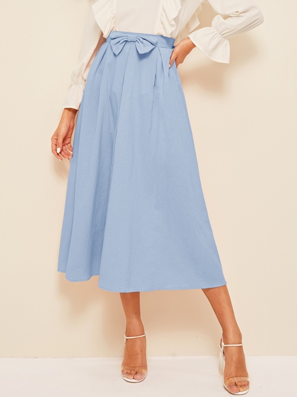 

Bow Front Fit & Flare Skirt, Blue, Mary P.