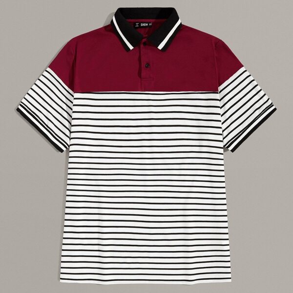 

Men Colorblock Striped Polo Shirt