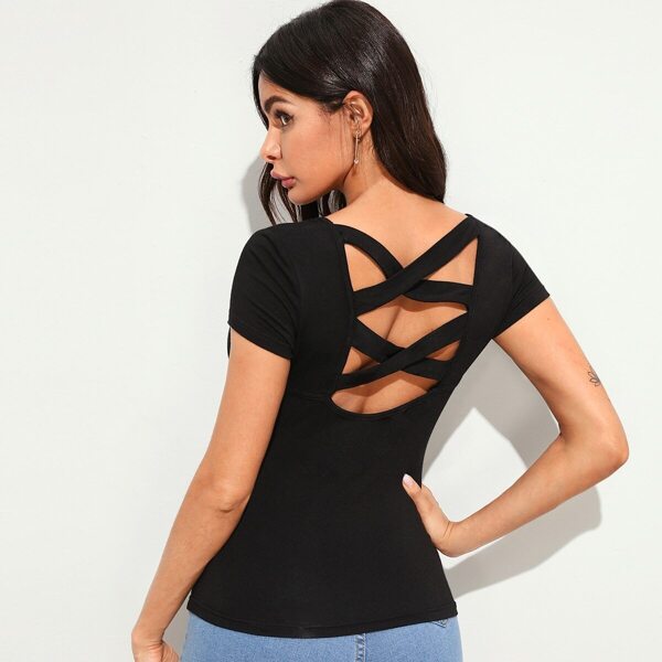 

Crisscross Back Solid Tee