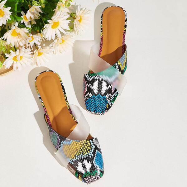 

Snakeskin Print Flat Sliders