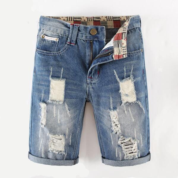 

Men Ripped Wash Denim Shorts