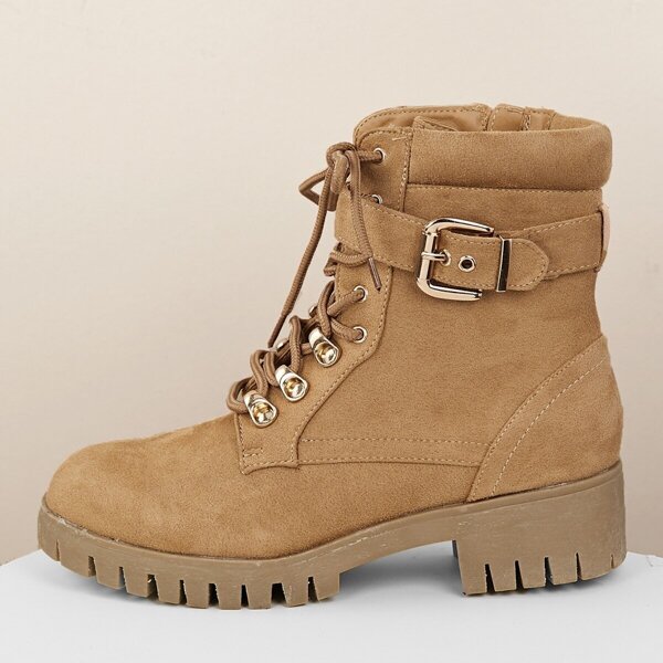 

Grommet Lace Front Lug Sole Hiker Boots, Camel