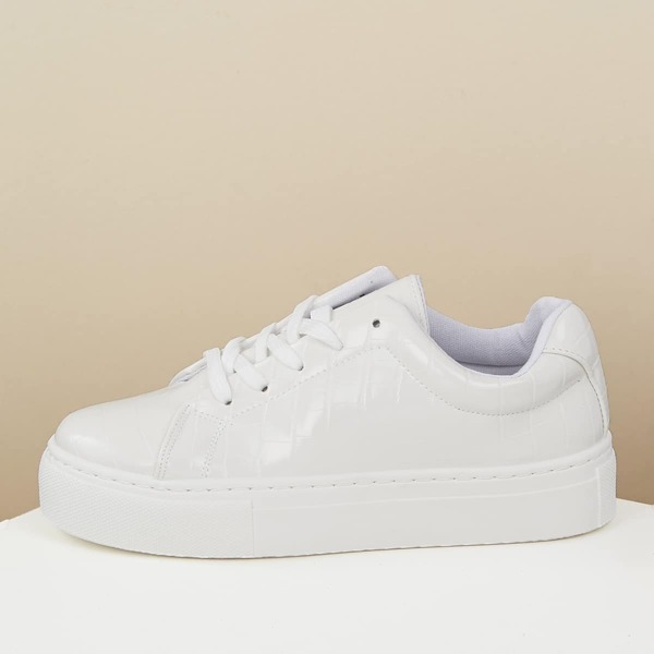 

Lace Front Croc Embossed Flatform Sneakers