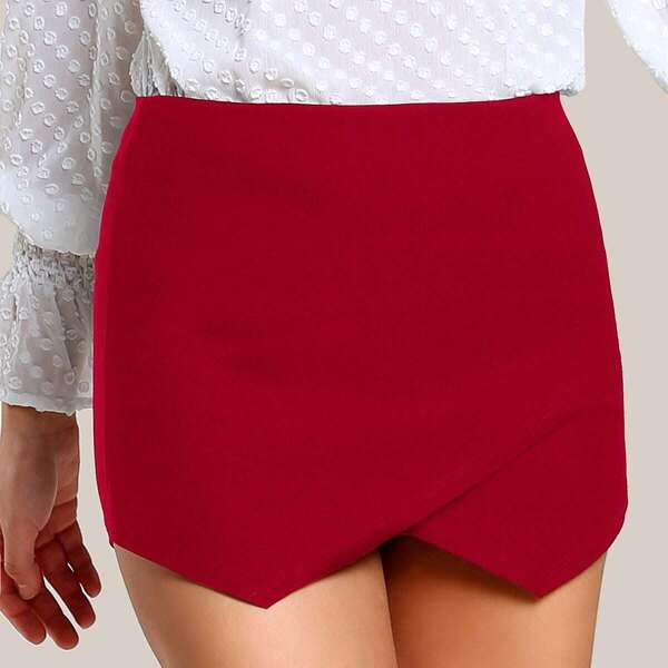 

Zip Back Wrap Asymmetrical Hem Skort