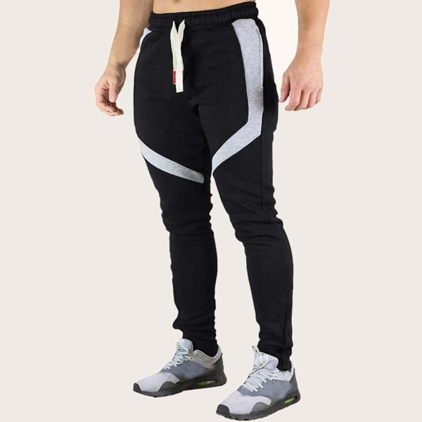 

Men Contrast Panel Drawstring Waist Pants