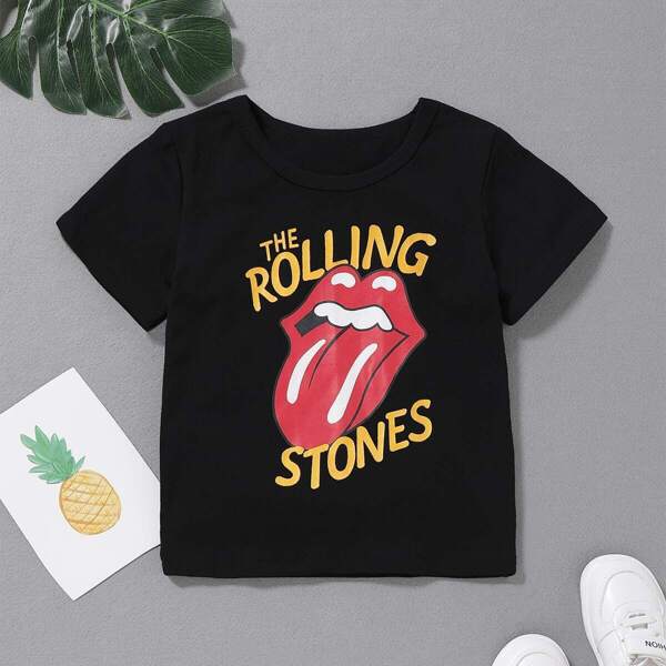 

Toddler Boys Letter & Lip Print Tee