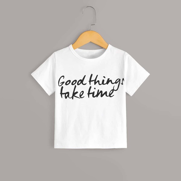 

Toddler Girls Slogan Print Short Sleeve Tee