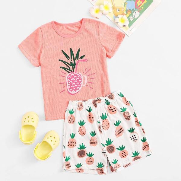 

Toddler Girls Pineapple Print Pajama Set, Multicolor