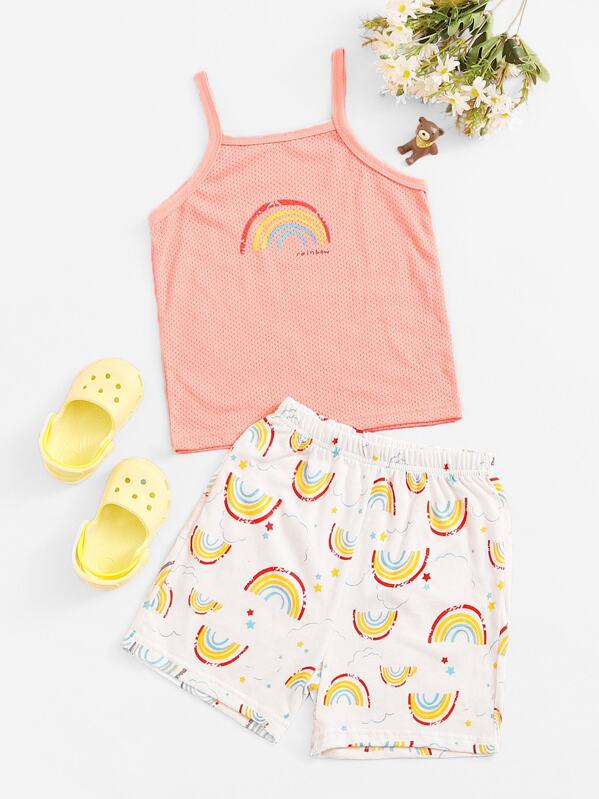 

Toddler Girls Rainbow Print Cami Pajama Set, Multicolor