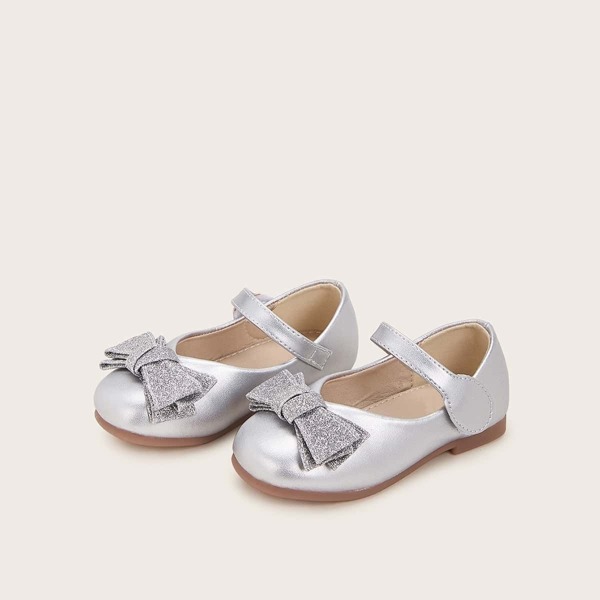 

Baby Girls Glitter Bow Decor Flats