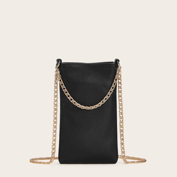 

Chain Strap Rectangle Crossbody Bag, Black