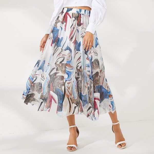 

SBetro Abstract Print Elastic Waist Skirt