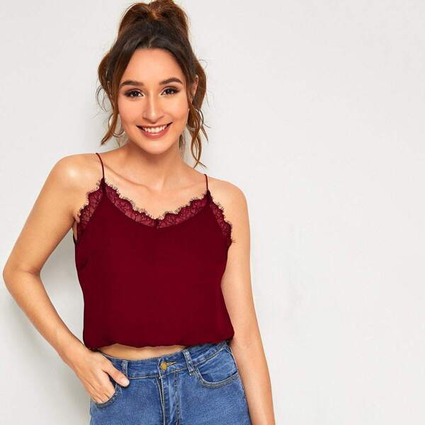

Lace Panel Solid Cami Top