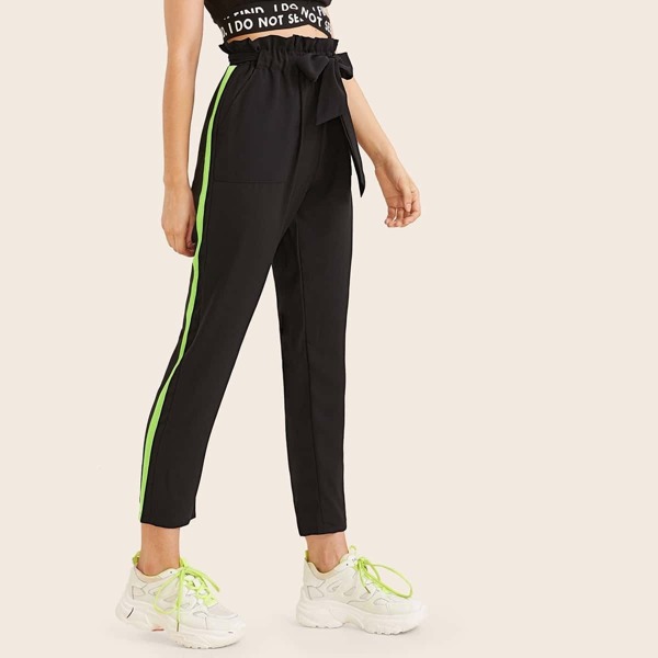 

Paperbag Waist Tape Contrast Knot Front Pants