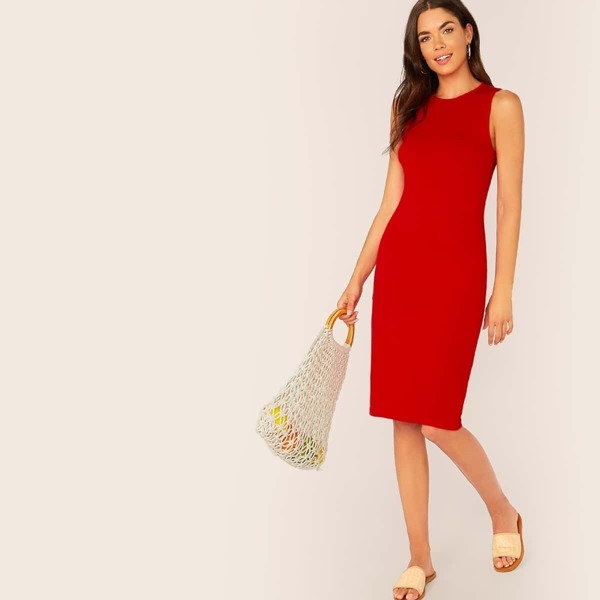 Solid Jersey Knit Pencil Dress