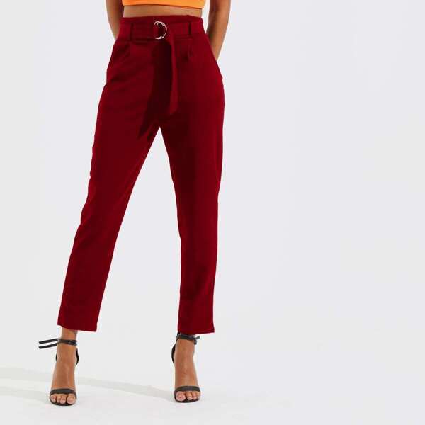 

D-ring Belted Straight Leg Pants
