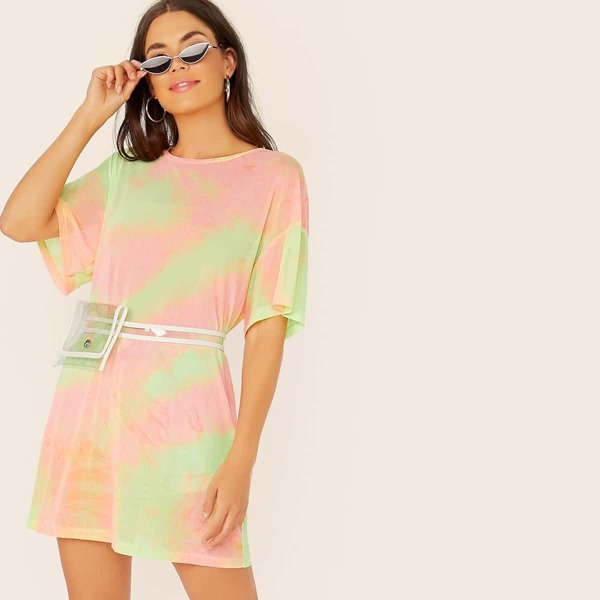 

Tie Dye Drop Shoulder Tunic Dress Without Bag