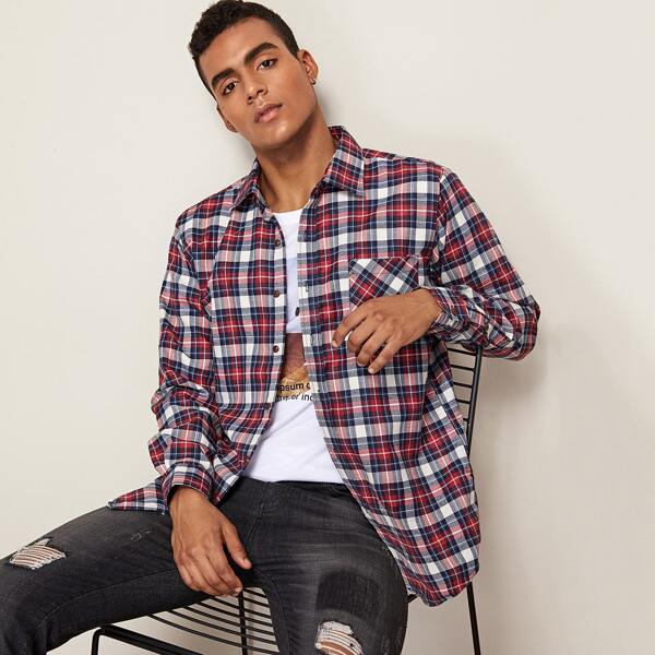 

Men Plaid Pocket Front Shirt