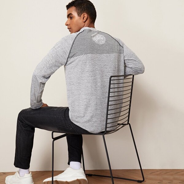 

Men Contrast Stitching Letter Print Tee