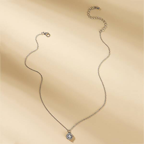 

Rhinestone Pendant Chain Necklace 1pc, Silver