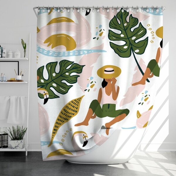 

Girl & Leaf Print Shower Curtain 1pc