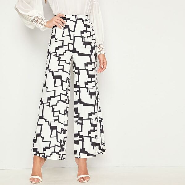 

Geo Print Elastic Waist Pants