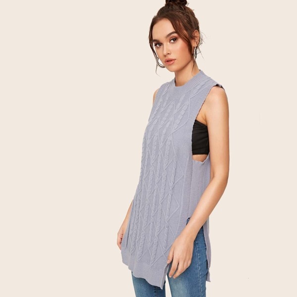 

Cable Knit Sleeveless Knit Top