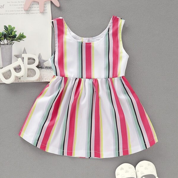 

Baby Girl Vertical-striped Cut Out Back A-line Dress