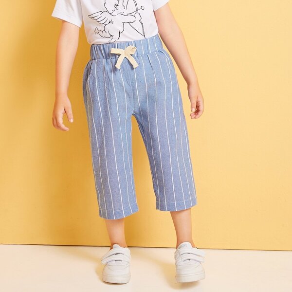 

Toddler Boys Vertical-striped Bow Front Crop Pants