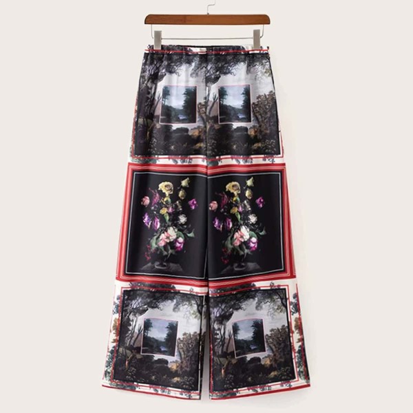 

Scenery Print Wide Leg Pants