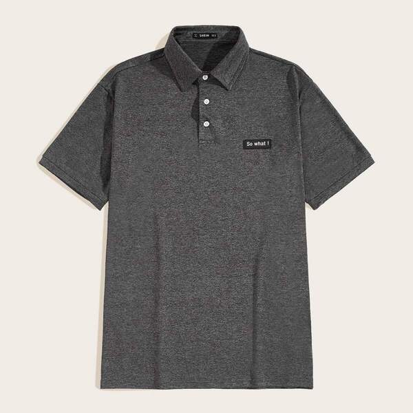

Men Patched Detail Polo Shirt