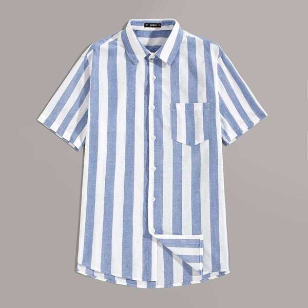 

Men Patch Pocket Striped Shirt