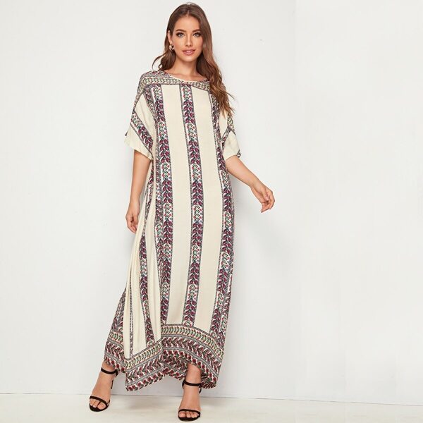 

Tribal Print Drop Shoulder Tunic Dress